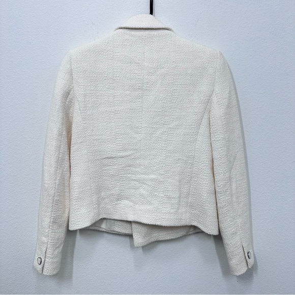 Club Monaco Cream Double Breasted Textured Tweed Blazer Academia Classic Size 2 - Picture 6 of 7
